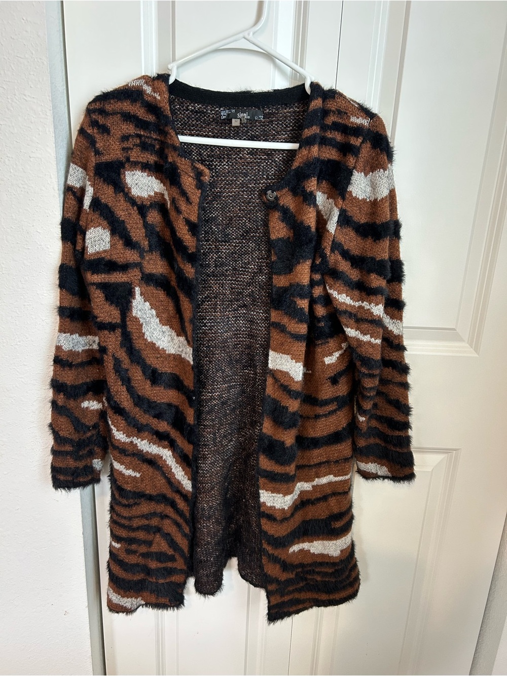 Sioni Brown, Black & Cream Tiger-Stripe Teddy Jacket